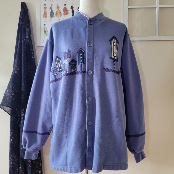 Art Unlimited | Vintage Soft Birdhouse Sweatshirt Jacket - Picture 1 of 9